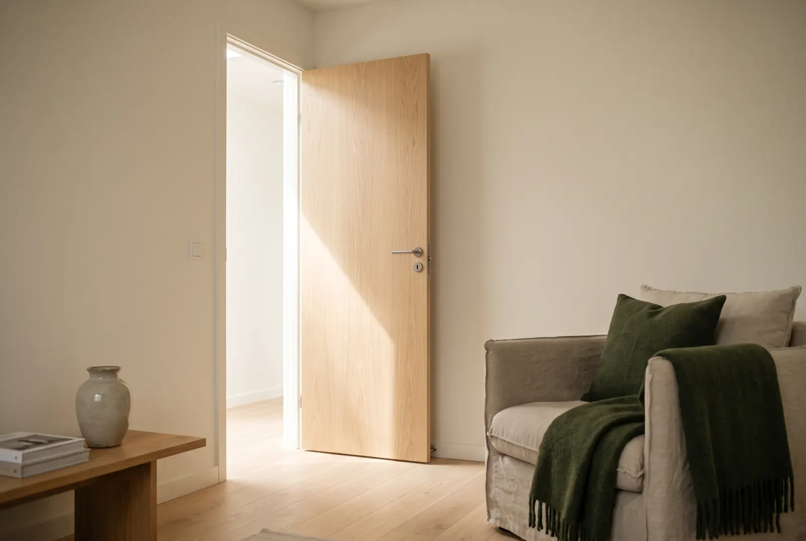La porta dello studio socchiusa sulla luce del corridoio
