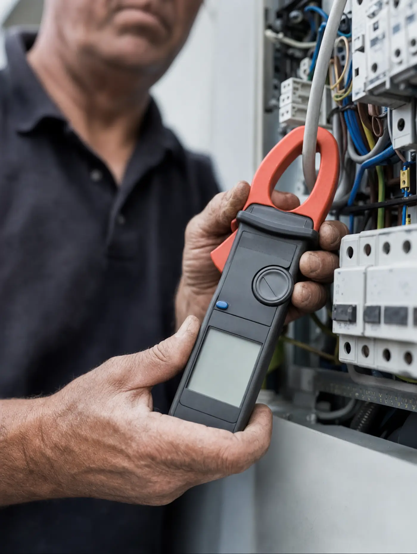 Misura con la pinza amperometrica dentro un quadro elettrico