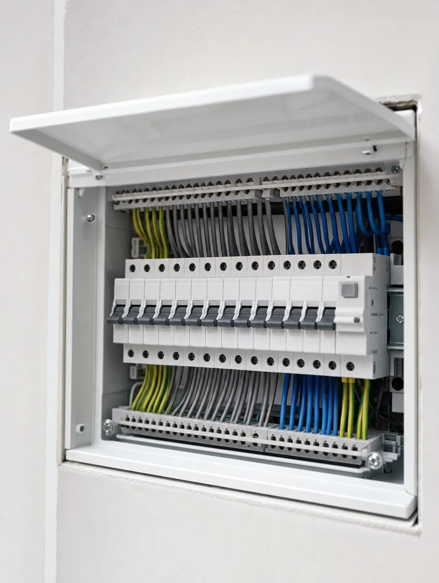 Quadro elettrico appena rifatto, cablaggio pettinato e differenziali separati